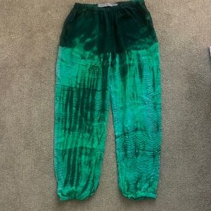 Raquel Allegra Green Tie Dyed Silk Jogger Pants sz 0